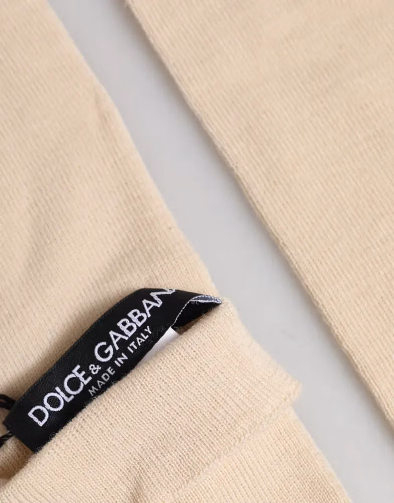 Beige Wool Fingerless Elbow Length Women Gloves