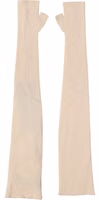 Beige Wool Fingerless Elbow Length Women Gloves 3