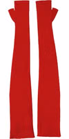 Red Wool Knitted Fingerless Elbow One Length Gloves 2