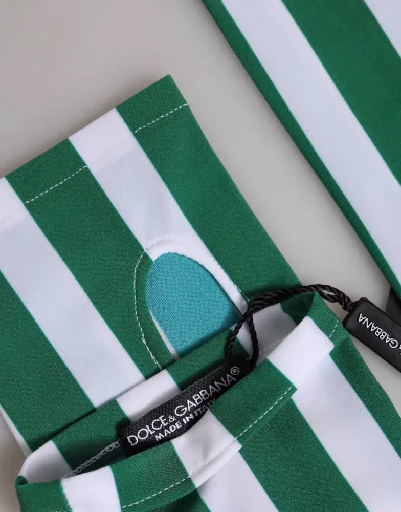 Green White Nylon Fingerless Wrist Length Gloves