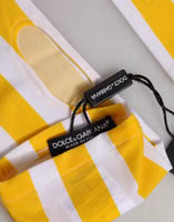 Yellow White Nylon Fingerless Wrist Length Gloves 1