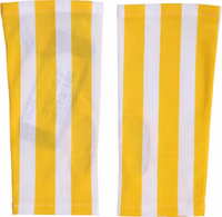 Yellow White Nylon Fingerless Wrist Length Gloves 2