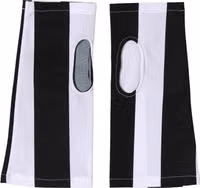 Black White Nylon Fingerless Wrist Length Gloves 2