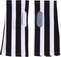 Black White Nylon Fingerless Wrist Length Gloves 1