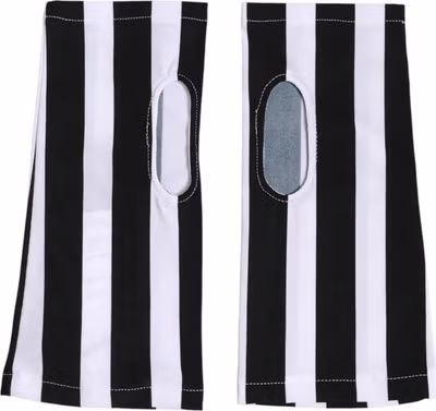 Black White Nylon Fingerless Wrist Length Gloves