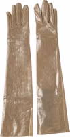 Beige Nylon Long Elbow Length Mitten Gloves 1
