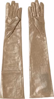 Beige Nylon Long Elbow Length Mitten Gloves 2