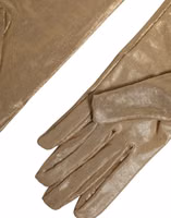 Beige Nylon Long Elbow Length Mitten Gloves 3