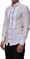 White Cotton Collared Long Sleeve GOLD Dress  Shirt 2