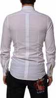 White Cotton Collared Long Sleeve GOLD Dress  Shirt 3
