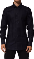 Blue Cotton Collared Long Sleeve GOLD Men Dress Shirt 1