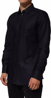 Blue Cotton Collared Long Sleeve GOLD Men Dress Shirt 2