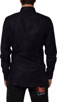 Blue Cotton Collared Long Sleeve GOLD Men Dress Shirt 3