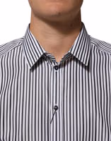 Black White Stripes Men GOLD Dress Shirt 4