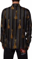 Black Dotted Tassel Silk Button Down Shirt 3