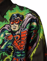 Green Superhero Print Button Down Shirt 5