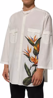 White Cotton Floral Print Button Down Shirt 2