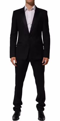 Black 2 Buttons Jacket Formal 2 Piece Suit