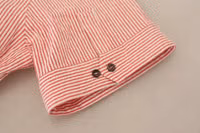Red White Striped Cotton Short Sleeve Shirt 1