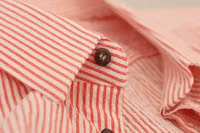 Red White Striped Cotton Short Sleeve Shirt 2