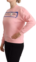 Pink Printed Long Sleeves Pullover Sweater 5