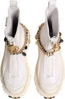 White Leather Rubber Logo Ankle Boots Shoes 2