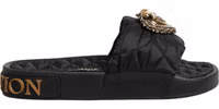 Black Devotion Matelassé Leather Slides Shoes 3