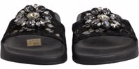 Black Devotion Matelassé Leather Slides Shoes 1