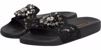 Black Devotion Matelassé Leather Slides Shoes 3