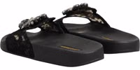 Black Devotion Matelassé Leather Slides Shoes 4