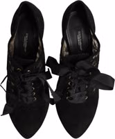 Black Floral High Heels LACE-UPS Pumps Shoes 2