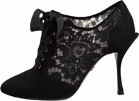 Black Floral High Heels LACE-UPS Pumps Shoes 5