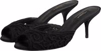 Black Embroidered Slip On Heels Slides Shoes 3