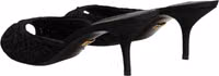 Black Embroidered Slip On Heels Slides Shoes 4