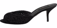 Black Embroidered Slip On Heels Slides Shoes 5