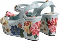 Green Floral Ankle Strap Wedge Sandals Shoes 4