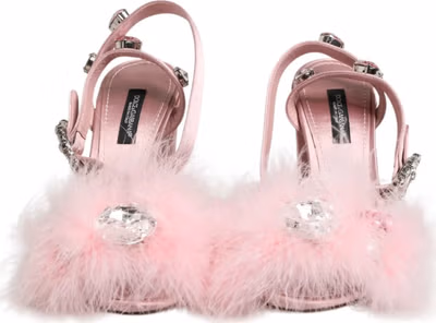 Pink Sequined Ankle Strap Sandals Shoes