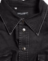 Black Cotton Long Sleeve Denim Casual Shirt 2