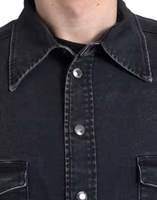 Black Cotton Long Sleeve Denim Casual Shirt 4