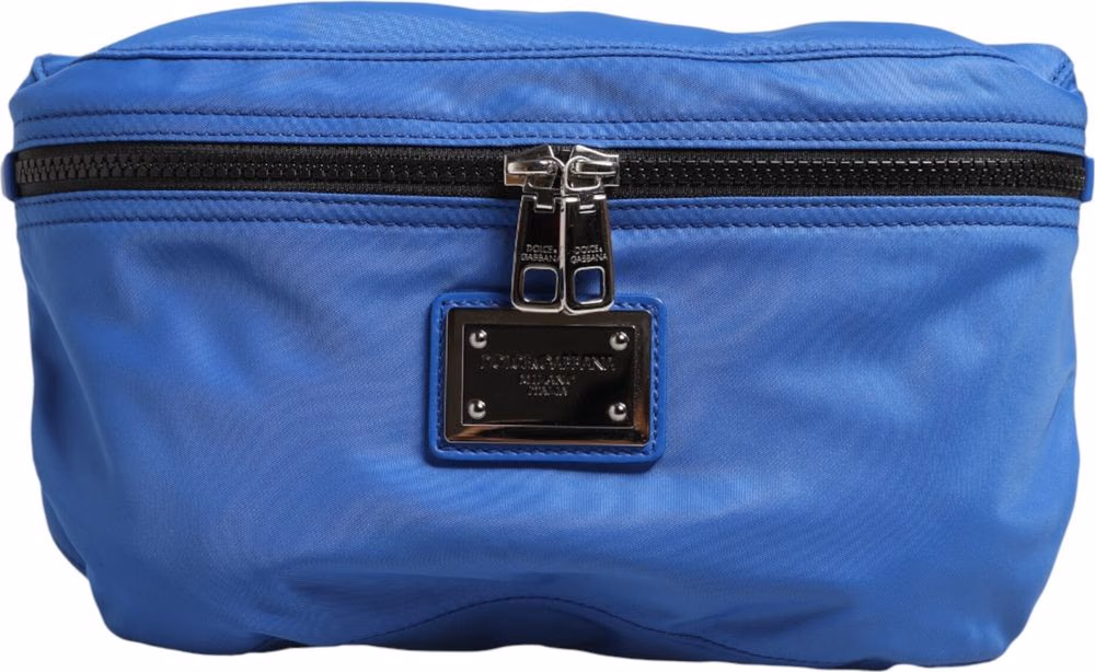 Blue Logo Plaque Nylon Waist Fanny Pack Men's Borse Bag