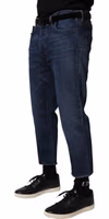 Blue Mid Waist Cotton Men Cropped Denim Jeans 2