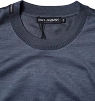 Blue Silk Crew Neck Short Sleeves Men T-shirt 1