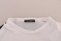 White Cotton Black Silk Scarf Top T-shirt 2