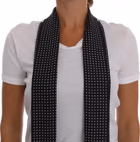 White Cotton Black Silk Scarf Top T-shirt 4