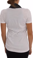 White Cotton Black Silk Scarf Top T-shirt 5