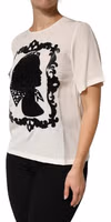 Cream Silk Silhouette Detail Short Sleeve Top 2