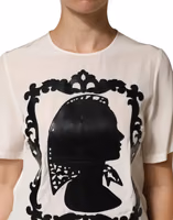Cream Silk Silhouette Detail Short Sleeve Top 4