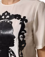 Cream Silk Silhouette Detail Short Sleeve Top 5