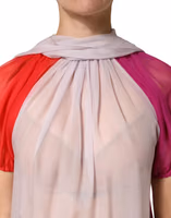 Multicolor Short Sleeves Silk Blouse Top 4