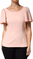 Pink Short Sleeves Round Neck Blouse Top 1
